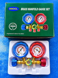 HIKOOL Brass Double Manifold Gauge Set For HVAC Refrigeration Tools For Vacuum Pump
